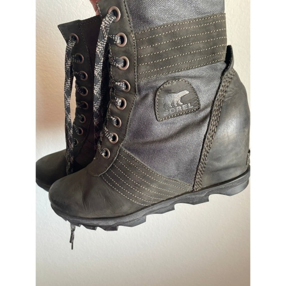 Sorel Womens Joan of Arctic Wedge II Lace Up Boots Size 10 Black